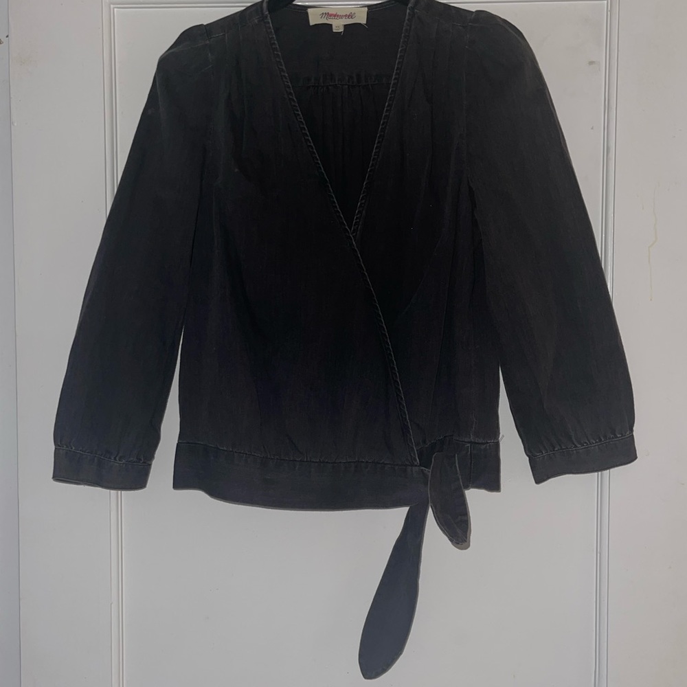 Madewell soft black denim blouse